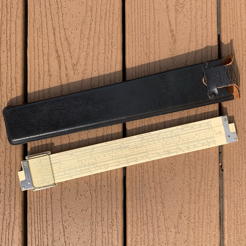 KEUFFEL & ESSER VINTAGE SLIDE RULE DECITRIG MODEL 4081 w/LEATHER CASE CIRCA 1948